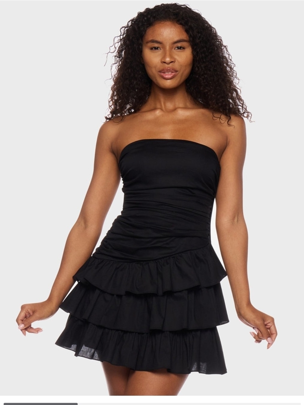 Alex & Sophia Juniors' Strapless Tiered-Hem Mini Dress Size 15/16 Cotton